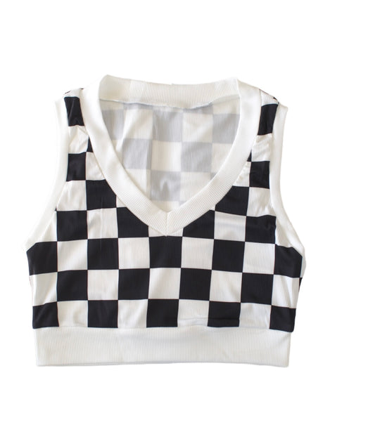 Checkered V Crop Top