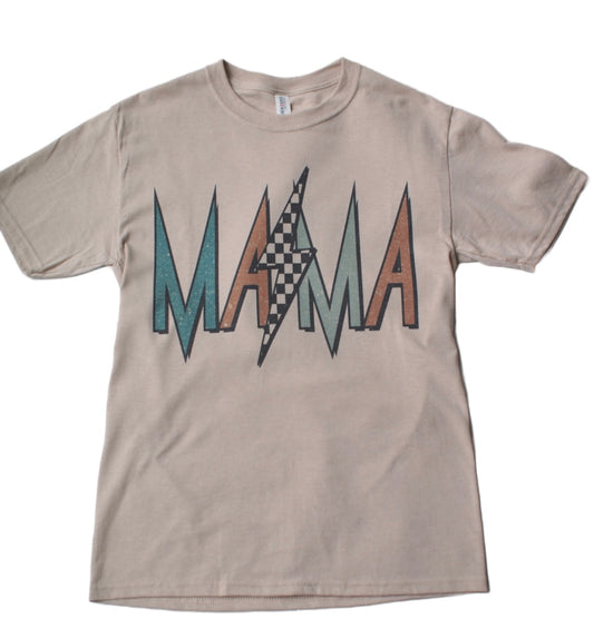 Mama Checkered Lightning Bolt Shirt