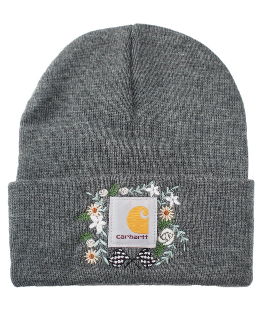 Gray Floral Checkered Carhartt Beanie