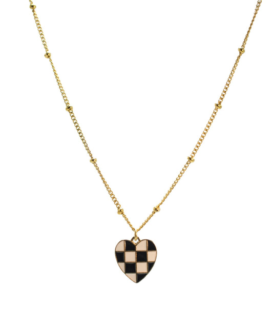 Checkered Heart Necklace