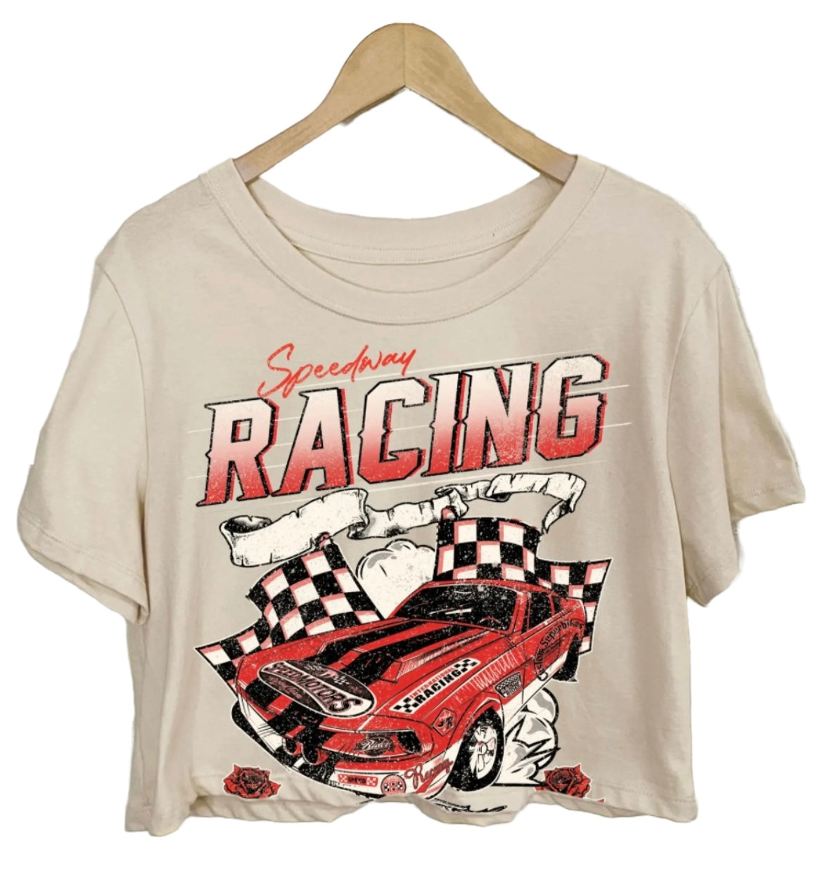 Beige Speedway Racing Graphic Tee